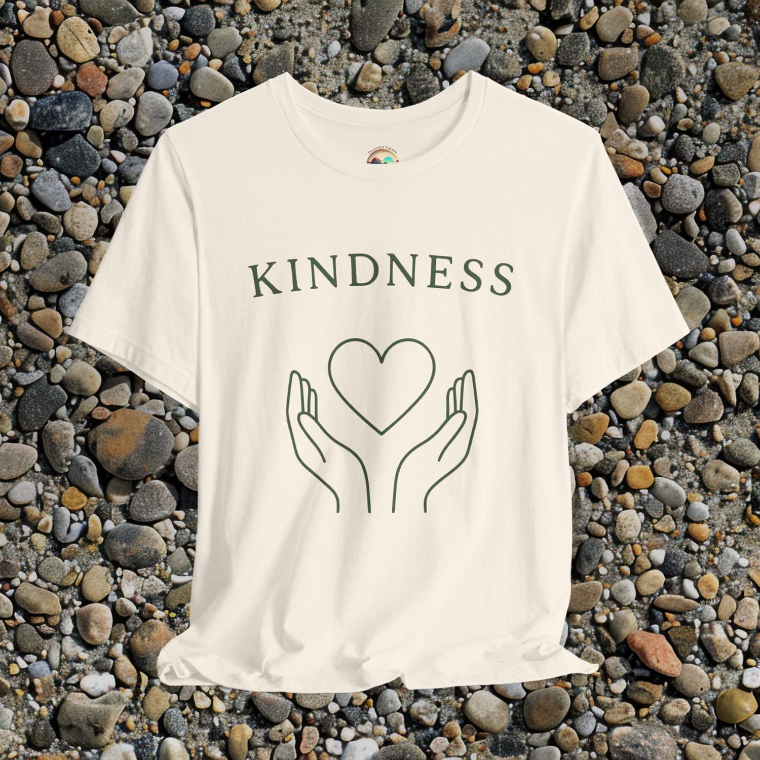🧡 The Kindness T-Shirt – Minimalist Heart & Hands Graphic Tee for Gentle Souls Natural