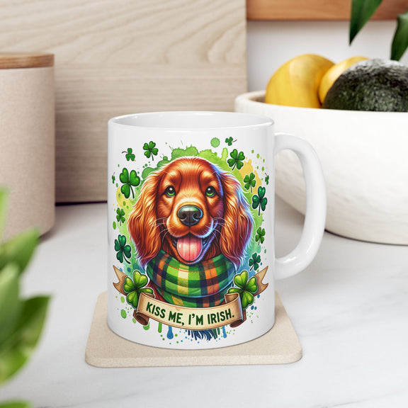 The Kiss Me, I'm Irish Dog Mug – Cute St. Patrick’s Day Coffee Cup for Dog Lovers 11oz