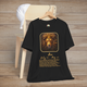 Black Leo Zodiac T-Shirt with a gold lion symbol, birth dates, and traits of leadership and pride