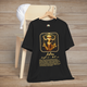 Black Libra Zodiac T-Shirt with a gold scales symbol, birth dates, and traits of harmony and balance