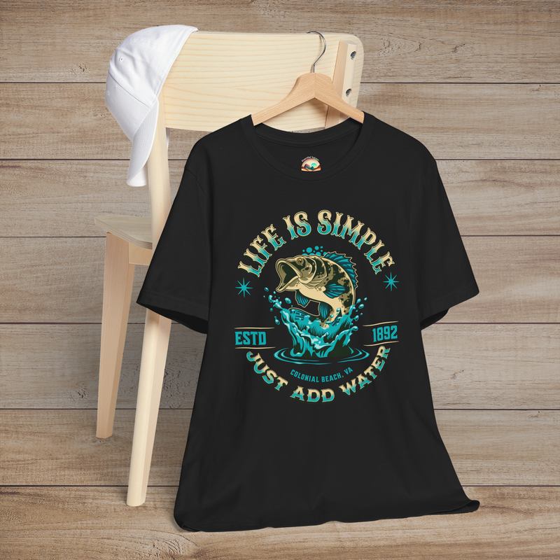The "Life is Simple, Just Add Water" T-Shirt – Colonial Beach Tee Black
