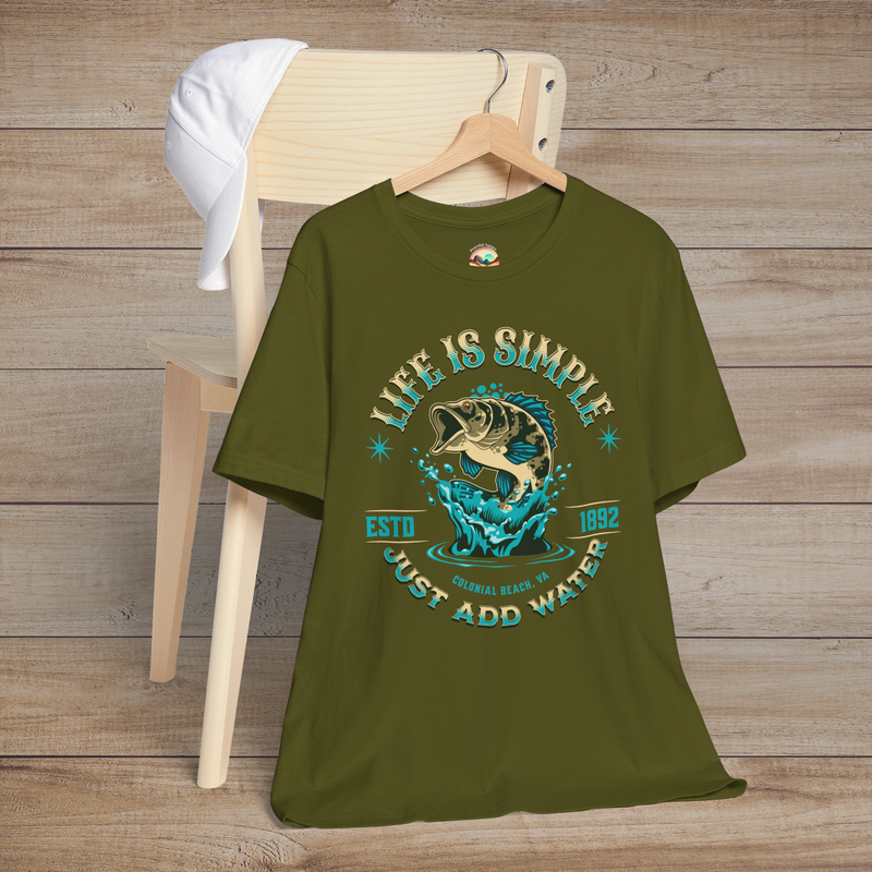 The "Life is Simple, Just Add Water" T-Shirt – Colonial Beach Tee Olive