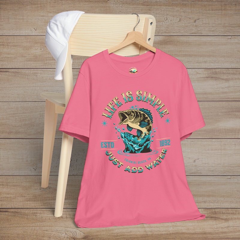 The "Life is Simple, Just Add Water" T-Shirt – Colonial Beach Tee Charity Pink