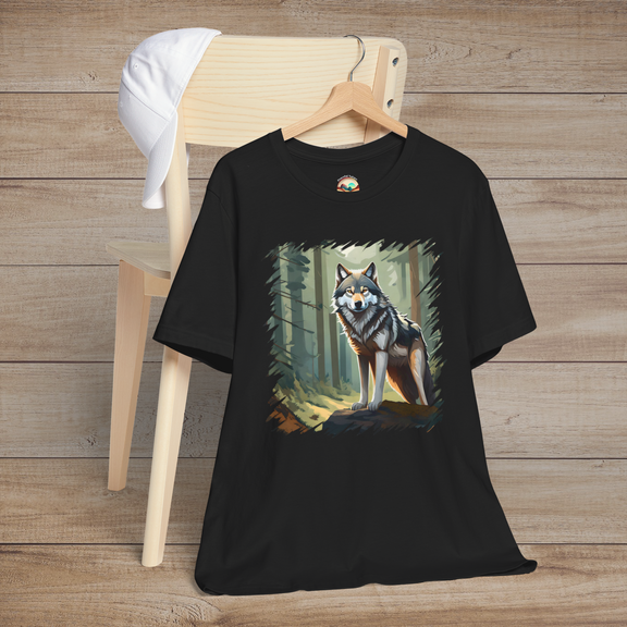 The Lone Guardian Wolf T-Shirt – A Tribute to the Wild Spirit Black