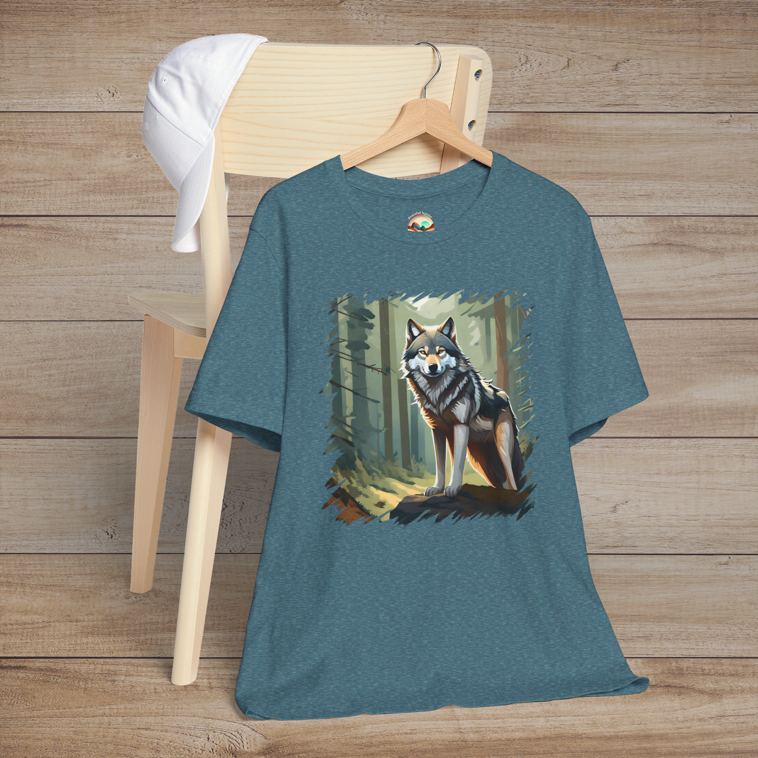 The Lone Guardian Wolf T-Shirt – A Tribute to the Wild Spirit Heather Deep Teal