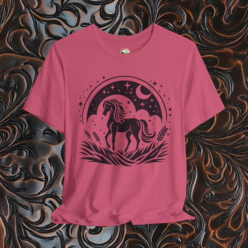 The Majestic Horse T-Shirt - Celestial & Nature-Inspired Tee Heather Raspberry