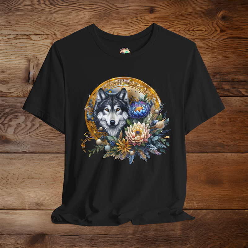 The Majestic Pastel Wolf T-Shirt - Dreamy & Wild Nature Tee Black