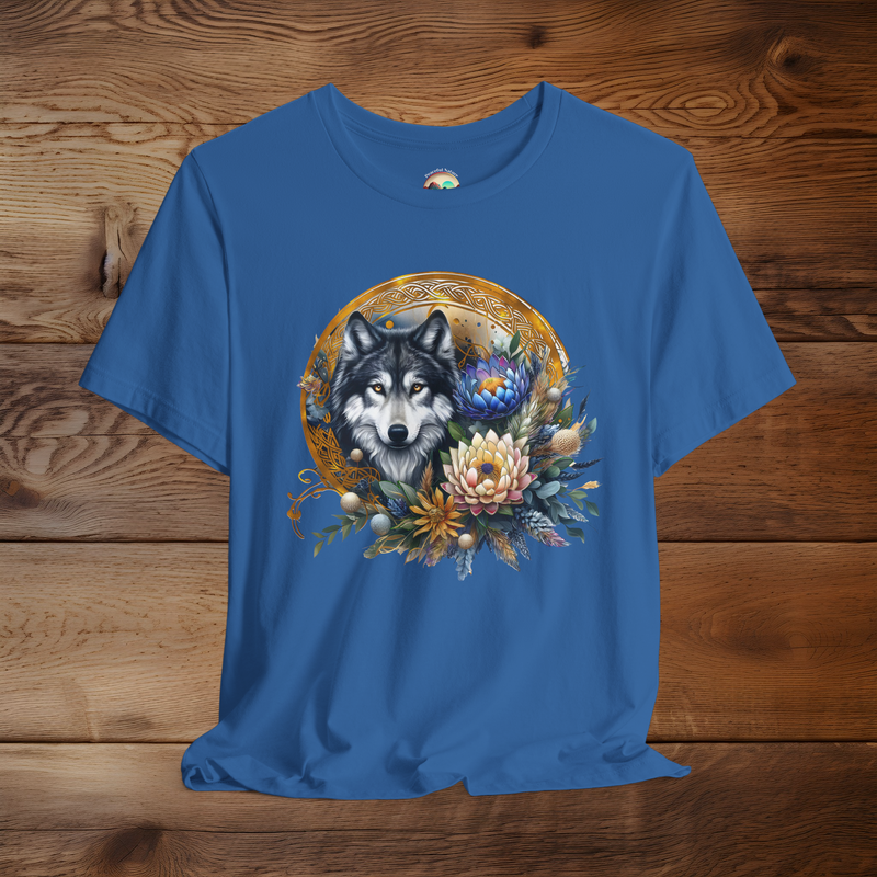 The Majestic Pastel Wolf T-Shirt - Dreamy & Wild Nature Tee Columbia Blue
