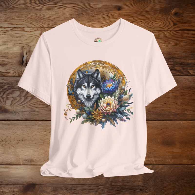 The Majestic Pastel Wolf T-Shirt - Dreamy & Wild Nature Tee Soft Pink