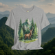 🦌 Misty Mountain Stag Graphic Tee – Forest Deer Shirt for Nature Lovers Athletic Heather