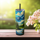 🏔️ Mountain Escape Skinny Tumbler with Straw, 20oz – Perfect for Outdoor Enthusiasts Glossy Glitter Black 20oz