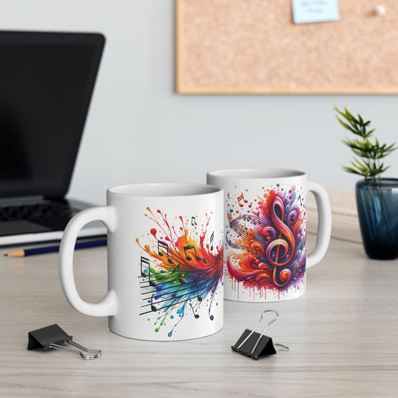 The Musical Notes Watercolor Mug – Colorful Gift for Music Lovers 11oz