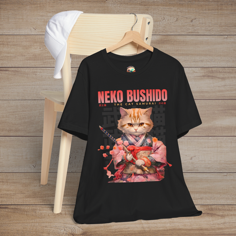The Neko Bushido Cat Samurai T-Shirt – Funny & Stylish Japanese Cat Tee Black