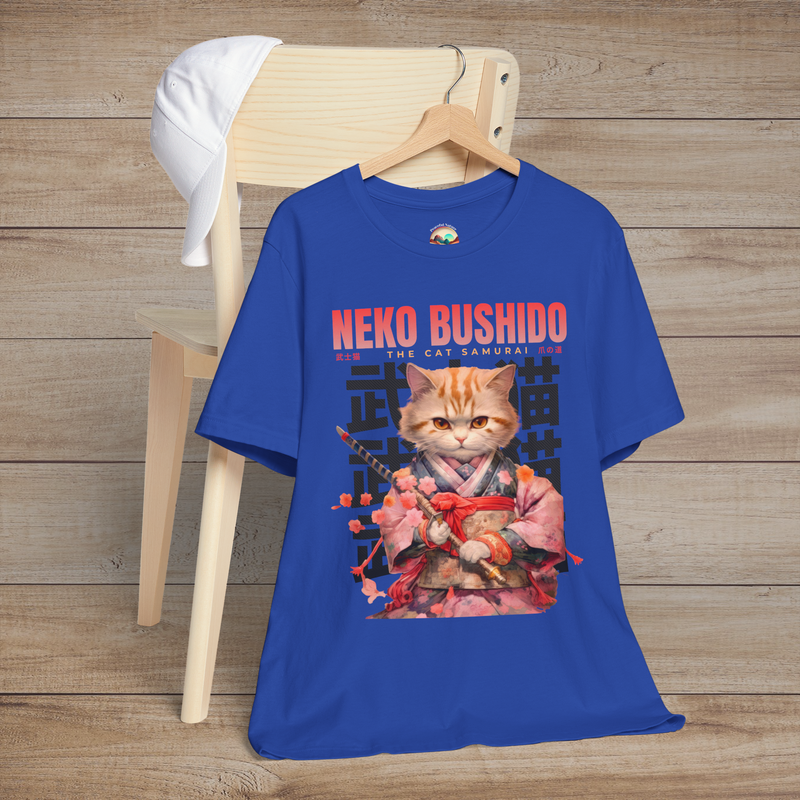 The Neko Bushido Cat Samurai T-Shirt – Funny & Stylish Japanese Cat Tee True Royal