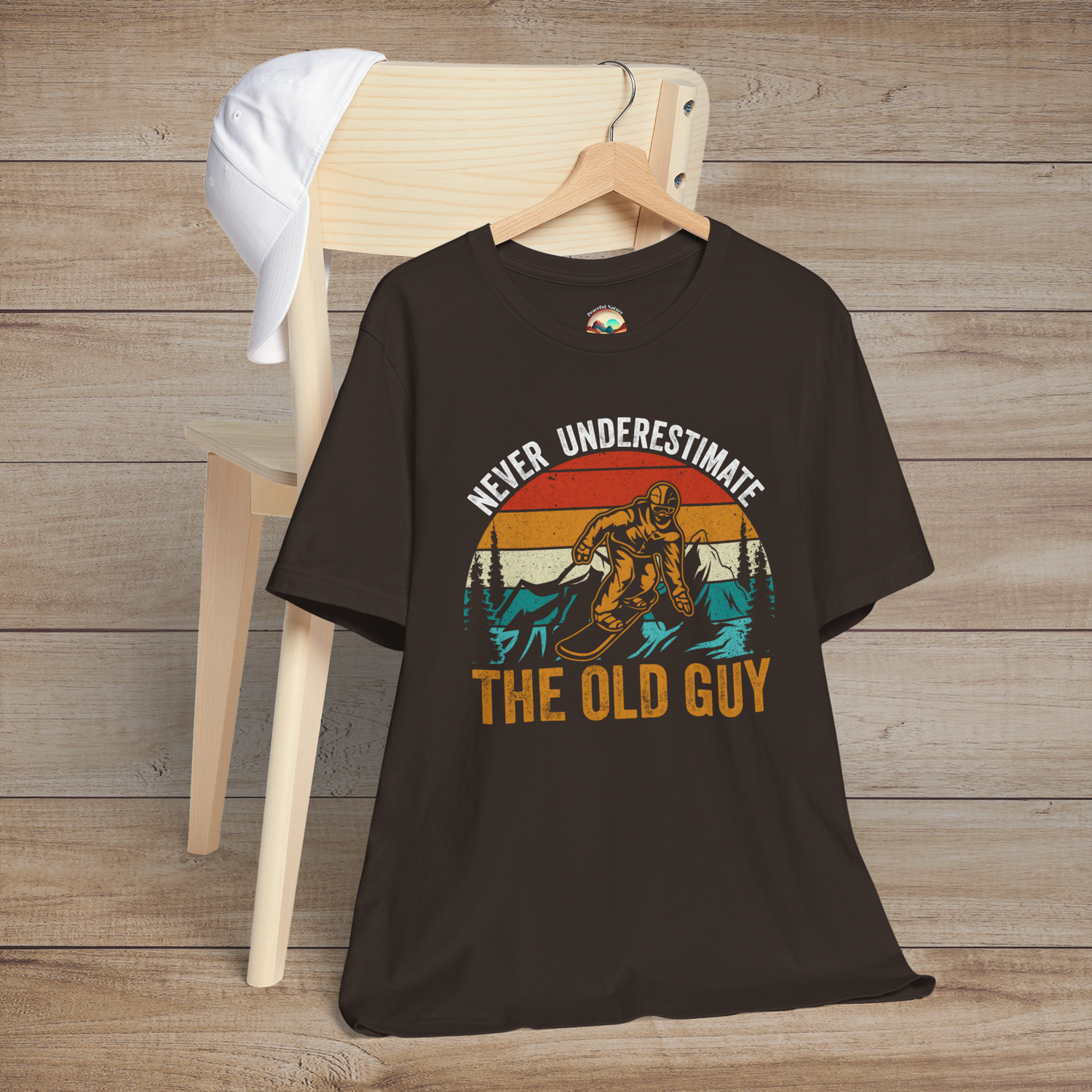 The Never Underestimate the Old Guy T-Shirt – Bold Adventure Tee Brown
