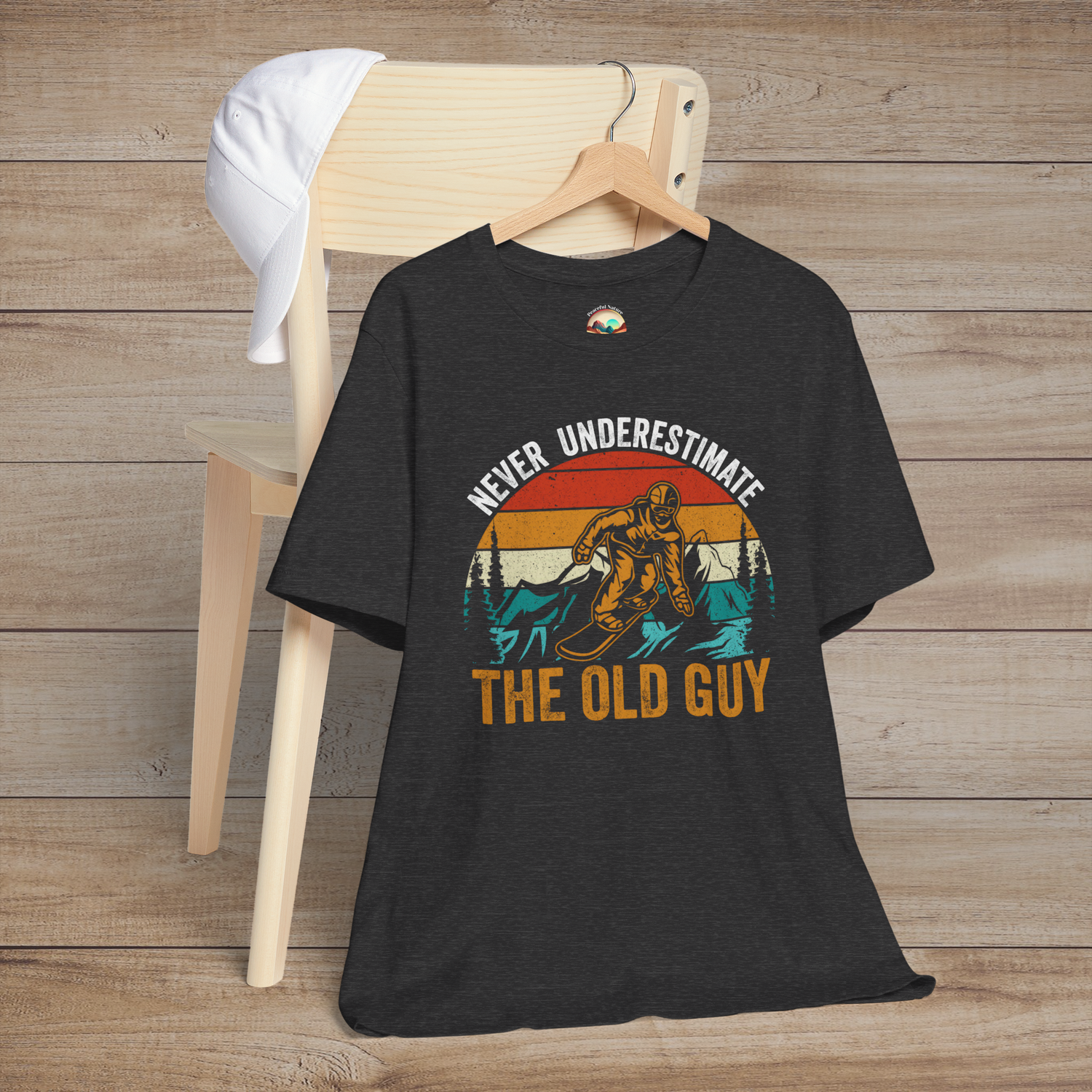 The Never Underestimate the Old Guy T-Shirt – Bold Adventure Tee Dark Grey Heather