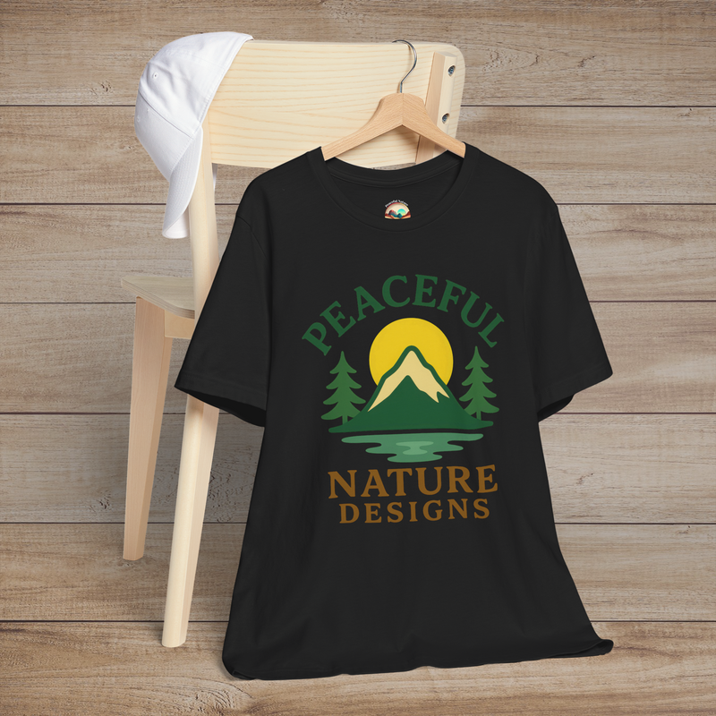 Peaceful Nature Designs Mountain Tee – Premium Eco-Friendly T-Shirt Black