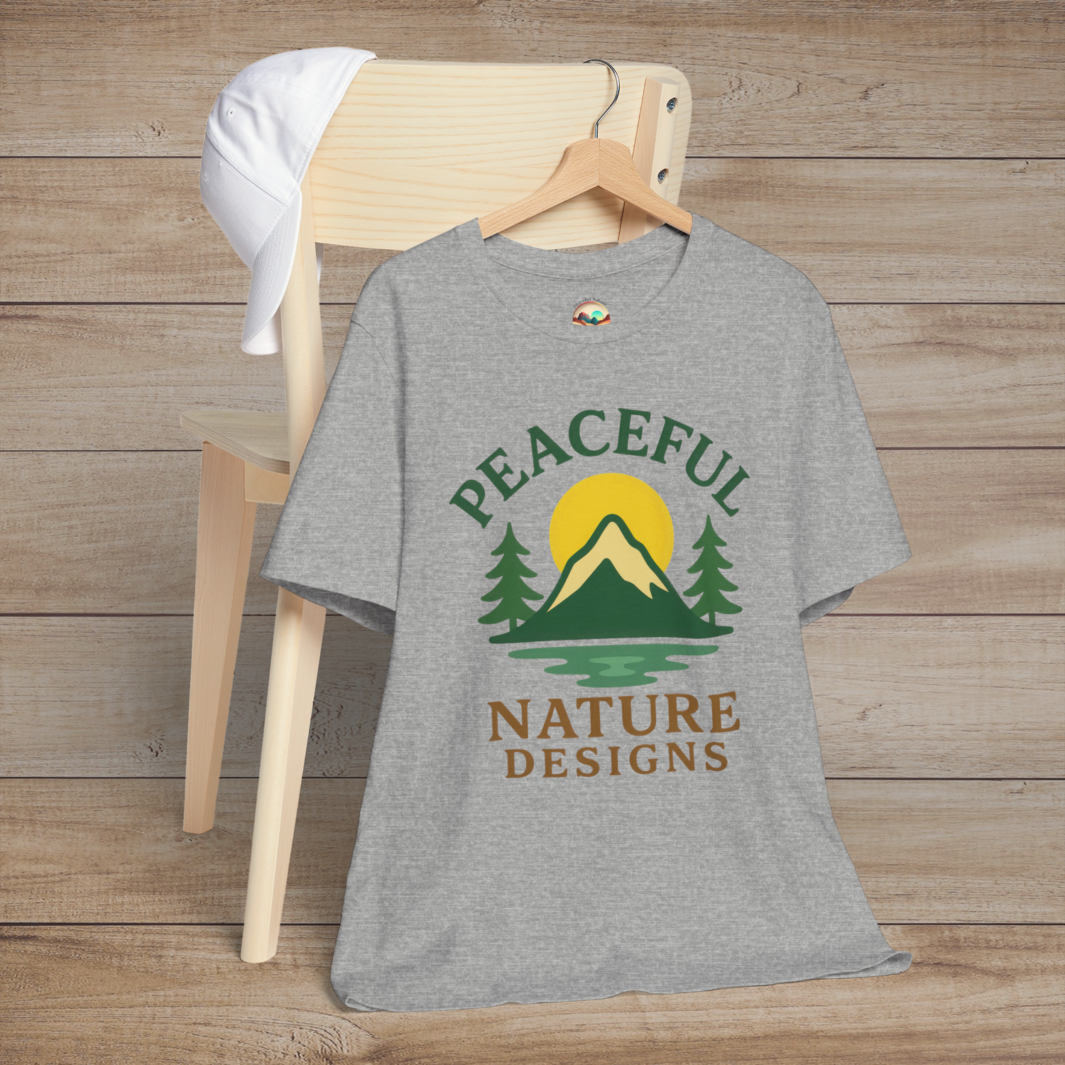 Peaceful Nature Designs Mountain Tee – Premium Eco-Friendly T-Shirt Athletic Heather