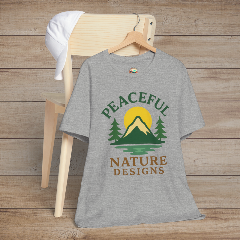 Peaceful Nature Designs Mountain Tee – Premium Eco-Friendly T-Shirt Athletic Heather