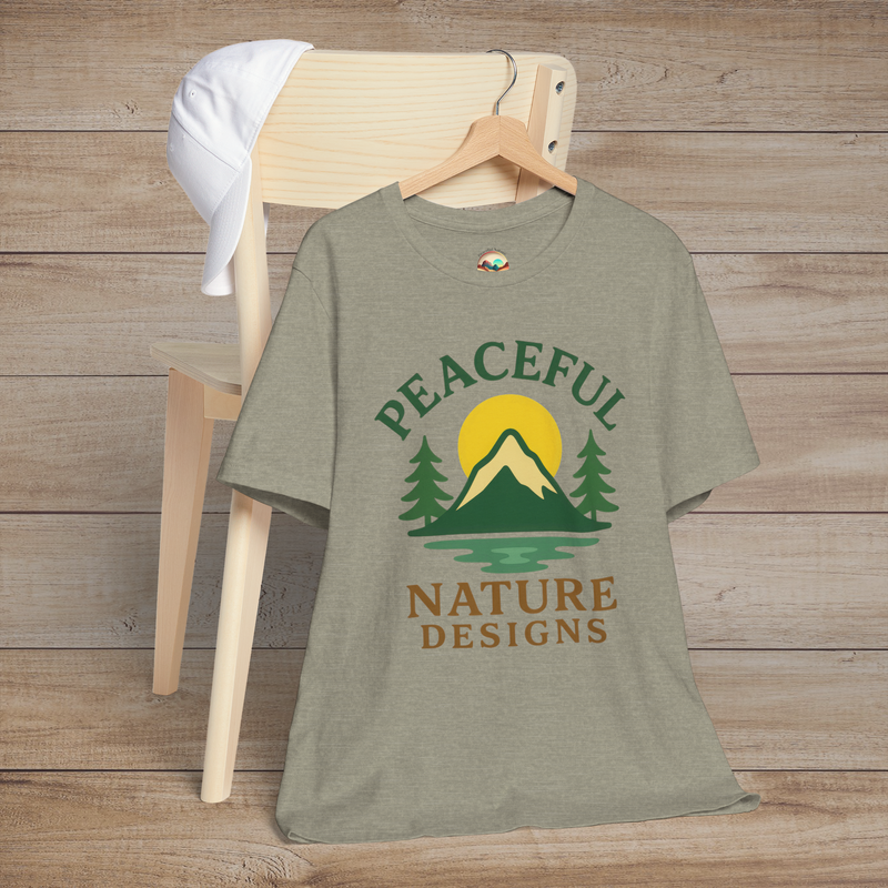 Peaceful Nature Designs Mountain Tee – Premium Eco-Friendly T-Shirt Heather Stone