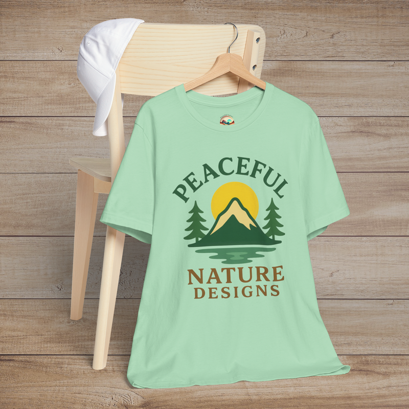 Peaceful Nature Designs Mountain Tee – Premium Eco-Friendly T-Shirt Mint