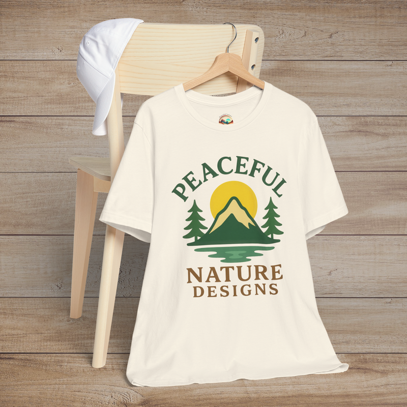 Peaceful Nature Designs Mountain Tee – Premium Eco-Friendly T-Shirt Natural