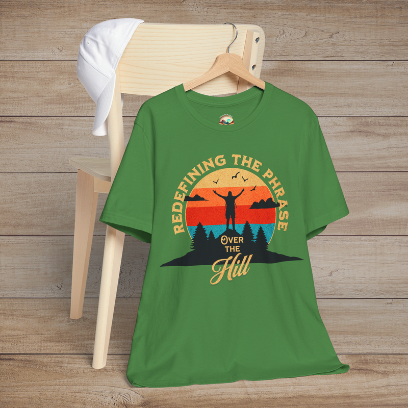 The Over the Hill T-Shirt – Funny & Inspiring Senior Adventure Tee Leaf