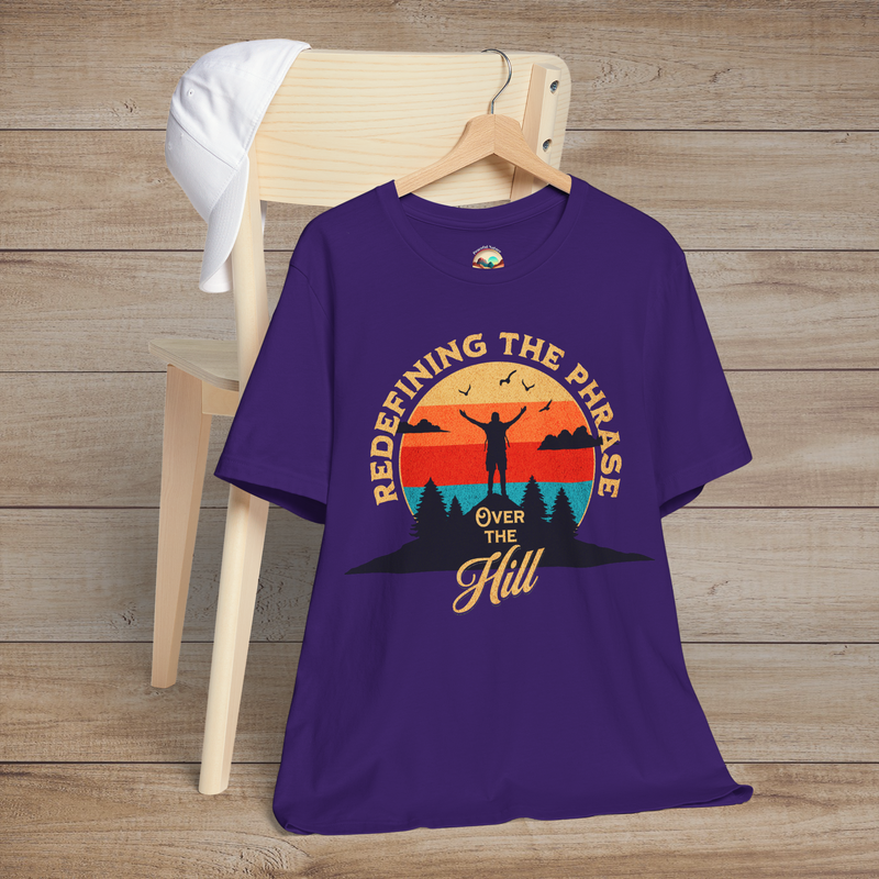 The Over the Hill T-Shirt – Funny & Inspiring Senior Adventure Tee Team Purple