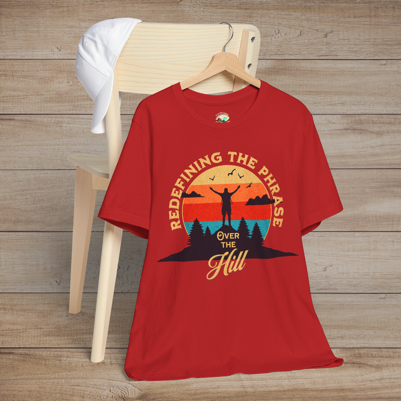 The Over the Hill T-Shirt – Funny & Inspiring Senior Adventure Tee Red
