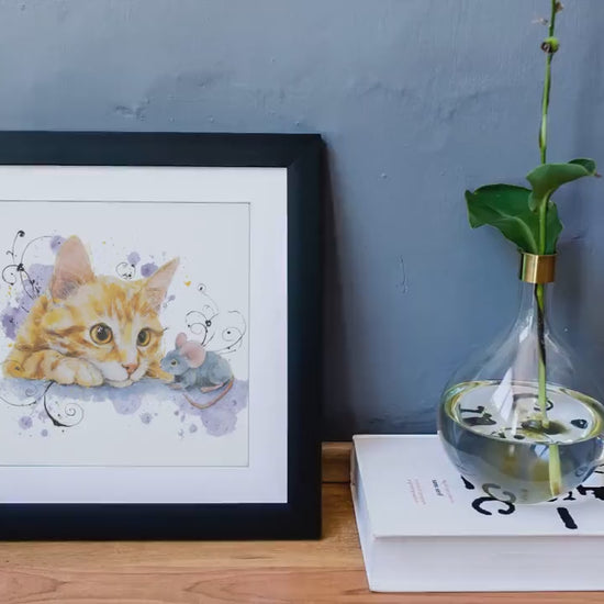 Orange Tabby Kitten Watercolor Print, Nursery Cat Art (Digital Download)