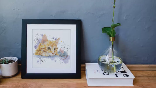 Orange Tabby Kitten Watercolor Print, Nursery Cat Art (Digital Download)
