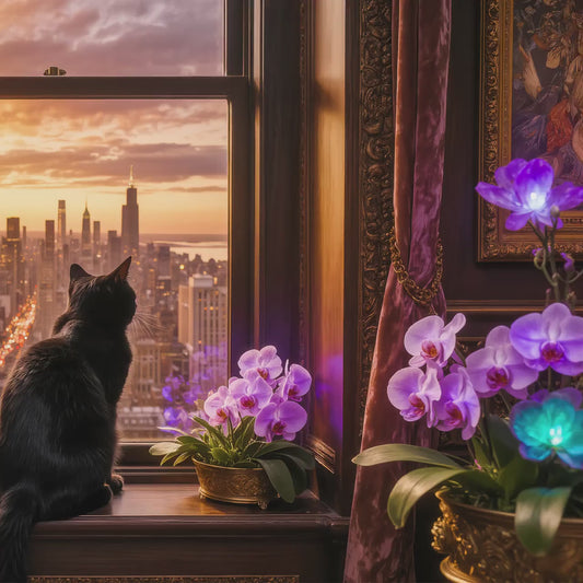 Black Cat Sunset Skyline TV Art | Luxury Cityscape 4K (Digital Download)
