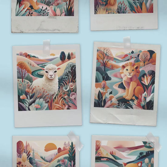Dopamine Nursery Animal Prints – 8-Pack Colorful Kids Room Wall Art Bundle (Digital Download)