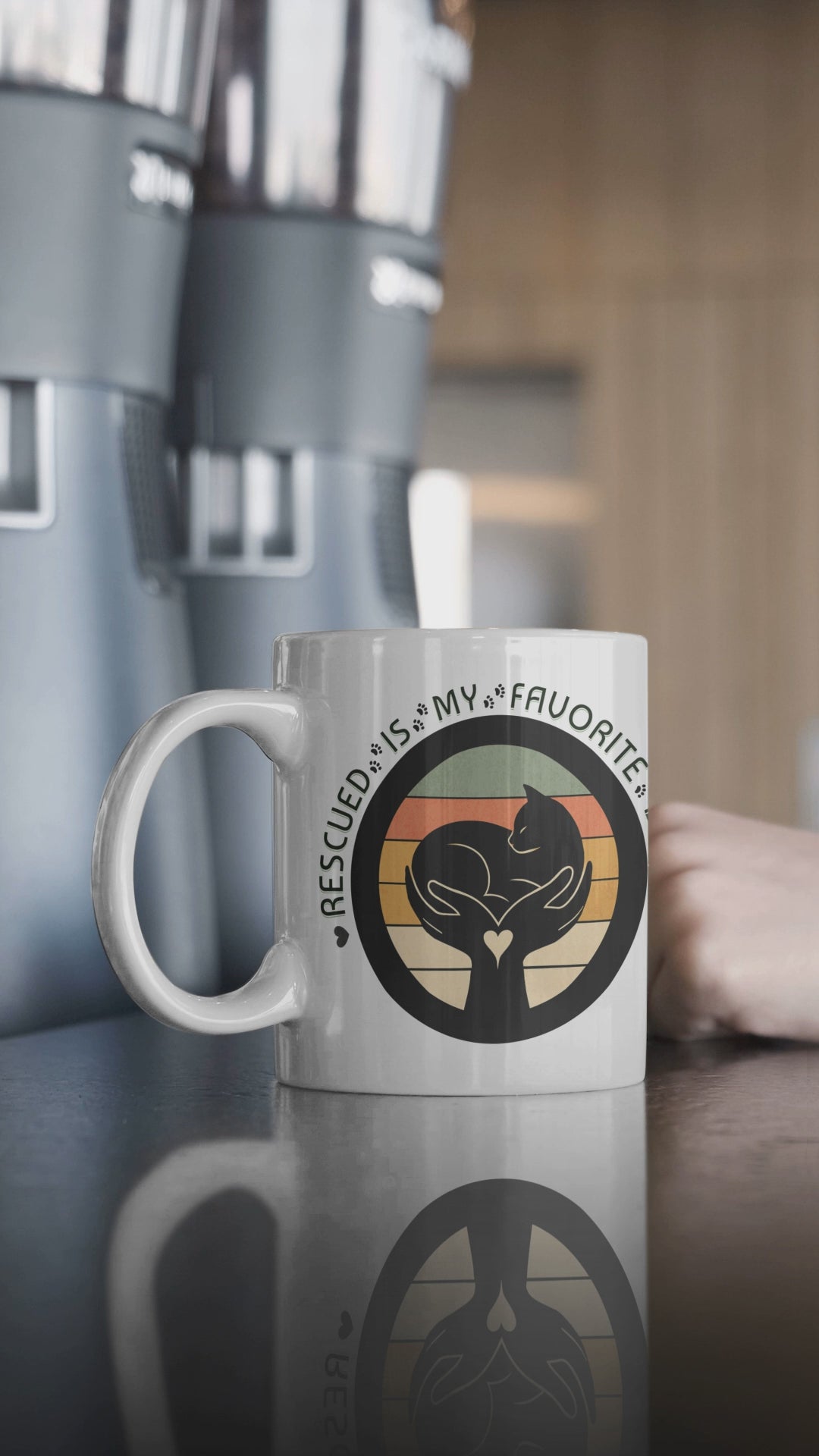 Video of someone pouring coffee into the Rescued Is My Favorite Breed Mug