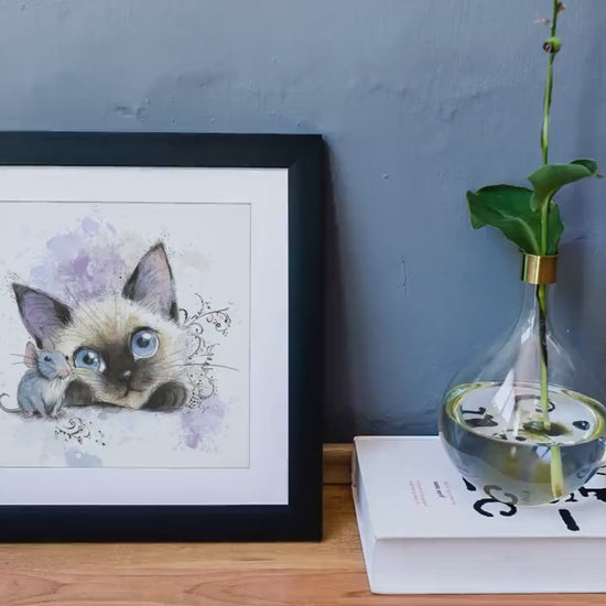 Siamese Kitten Watercolor Print, Nursery Wall Art (Digital Download)