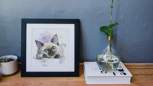 Siamese Kitten Watercolor Print, Nursery Wall Art (Digital Download)