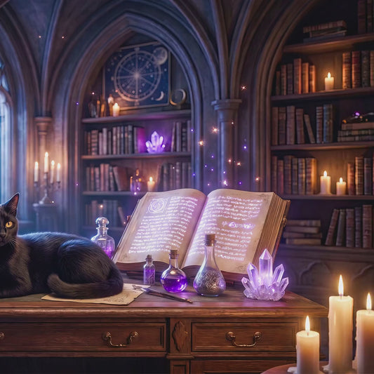 Black Cat Witch Library Frame TV Art | Gothic Fantasy Digital Download  (16:9 Aspect Ratio)
