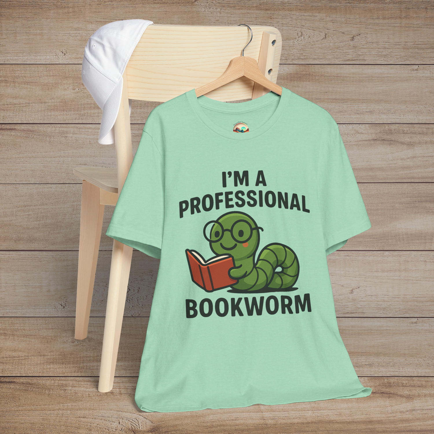 🐛 “I’m a Professional Bookworm” – Fun Graphic Tee for Reading Enthusiasts Heather Mint