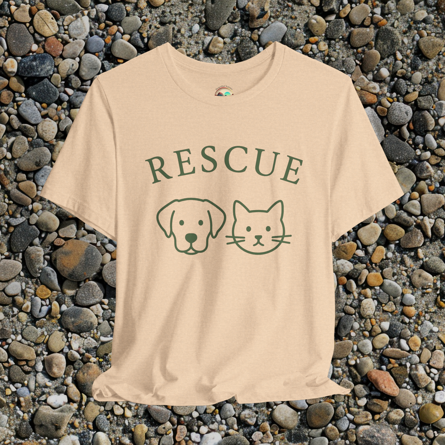 🐾 The Rescue T-Shirt – Dog & Cat Lover Tee Supporting Animal Shelters Heather Sand Dune