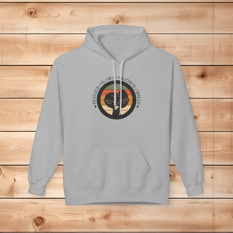 Sport Grey Softstyle fleece hoodie with cat silhouette rescue design