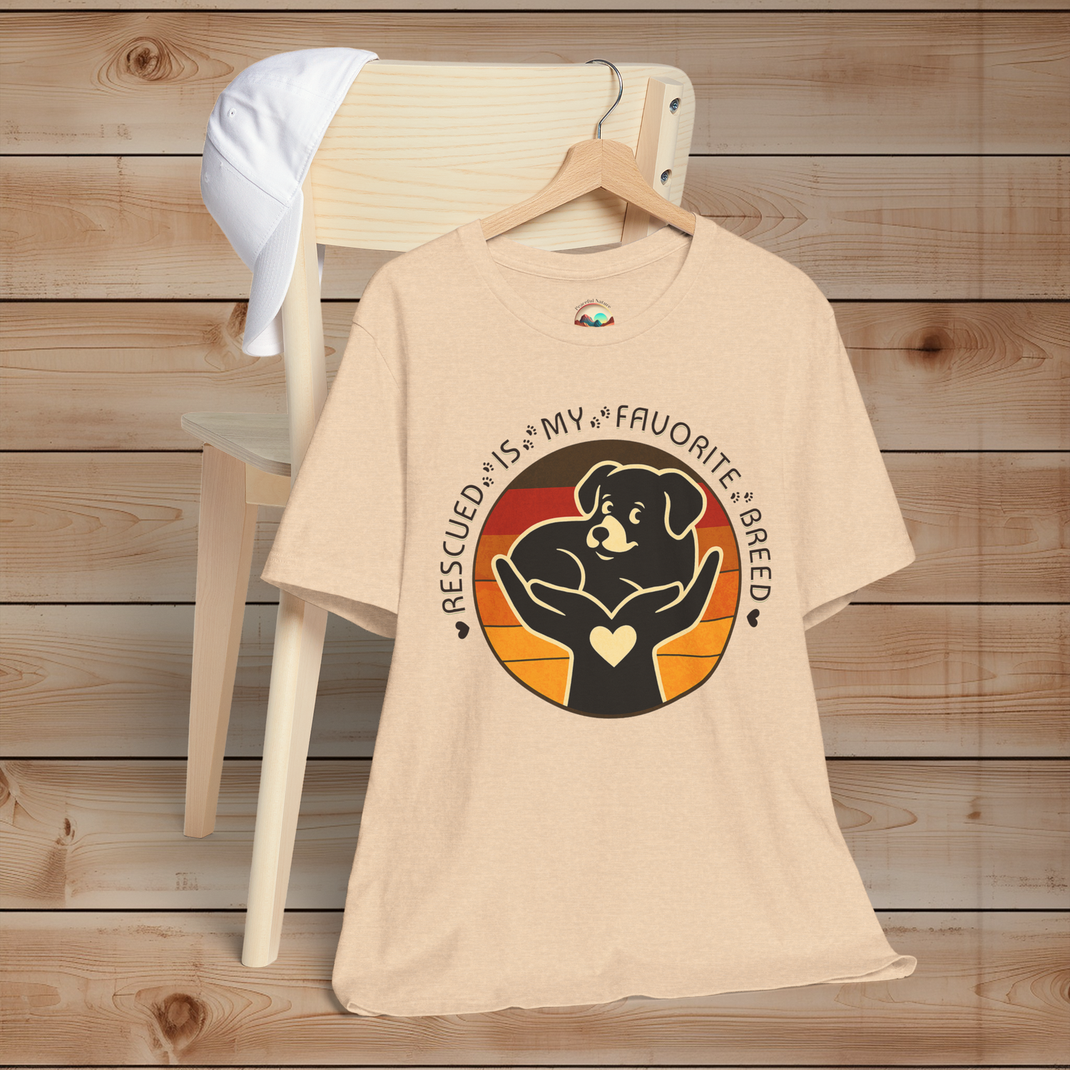 Rescued Is My Favorite Breed T-Shirt in Heather Sand Dune – Humane Society Support Tee