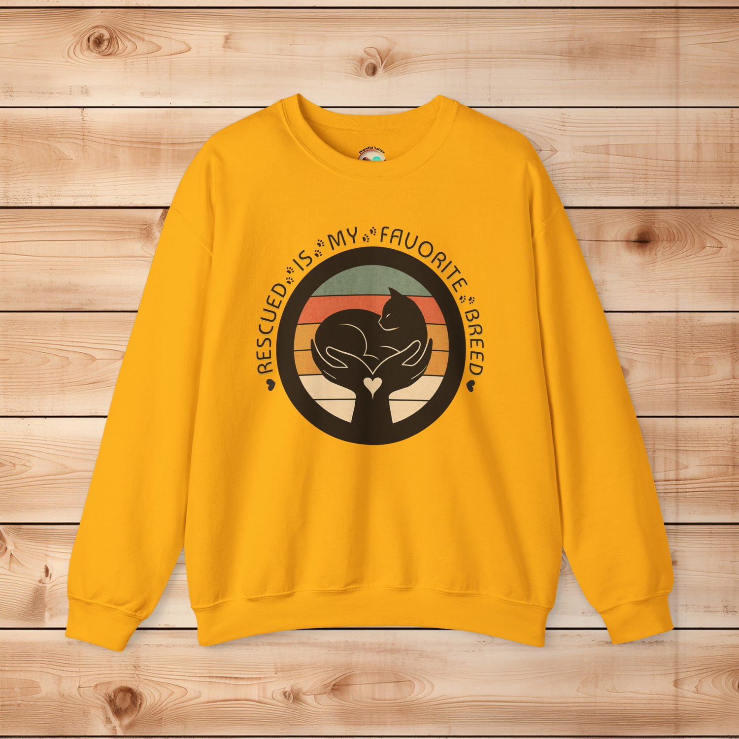 Gildan 18000 Rescued Is My Favorite Breed crewneck sweatshirt in Gold