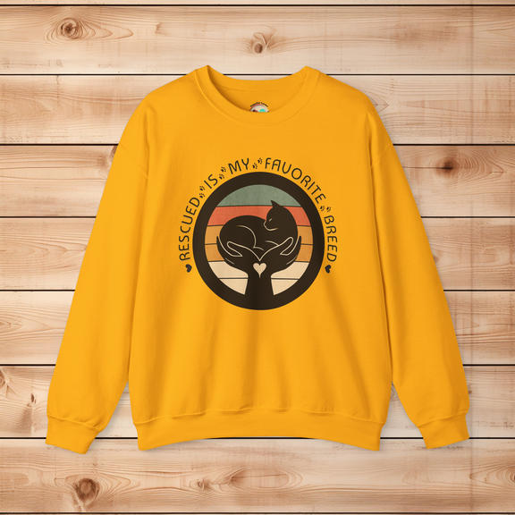 Gildan 18000 Rescued Is My Favorite Breed crewneck sweatshirt in Gold