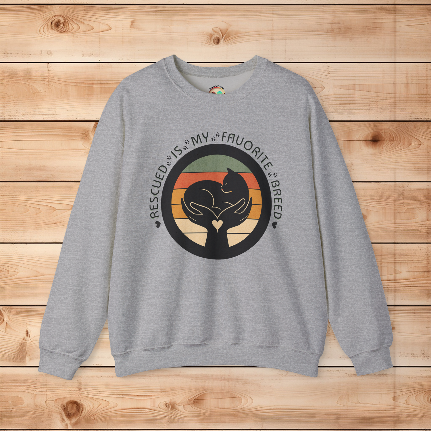 Gildan 18000 Rescued Is My Favorite Breed crewneck sweatshirt in sports grey