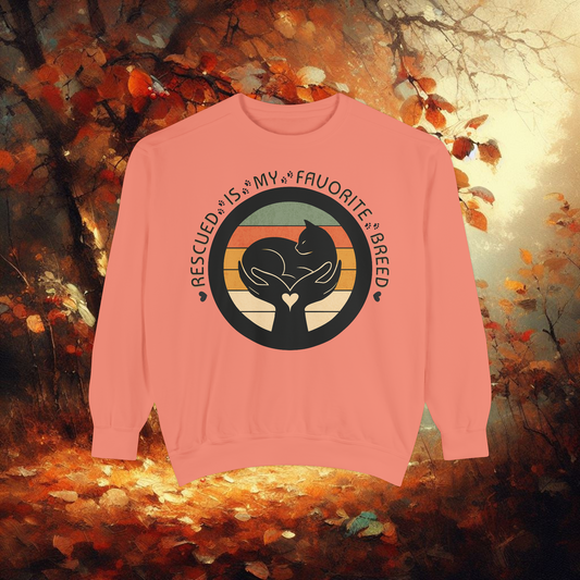 Terracotta Rescued Is My Favorite Breed sweatshirt – vintage soft Comfort Colors 1566 unisex fleece