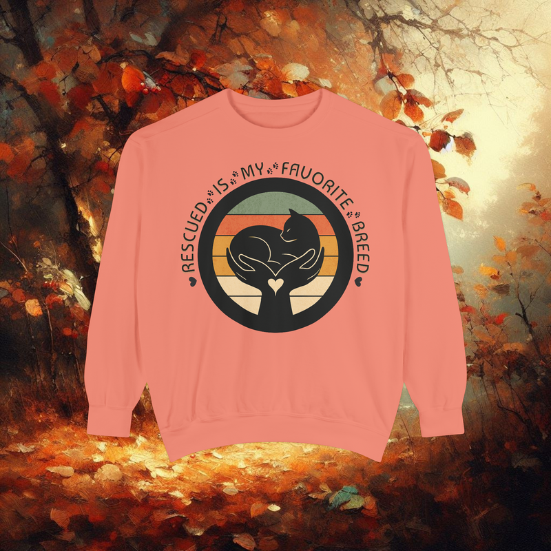 Terracotta Rescued Is My Favorite Breed sweatshirt – vintage soft Comfort Colors 1566 unisex fleece