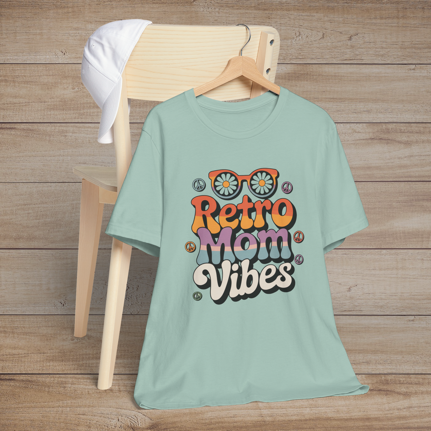 🌸 Retro Mom Vibes – A Groovy Tribute to Flower Power & Mama Magic! 🌼 Dusty Blue