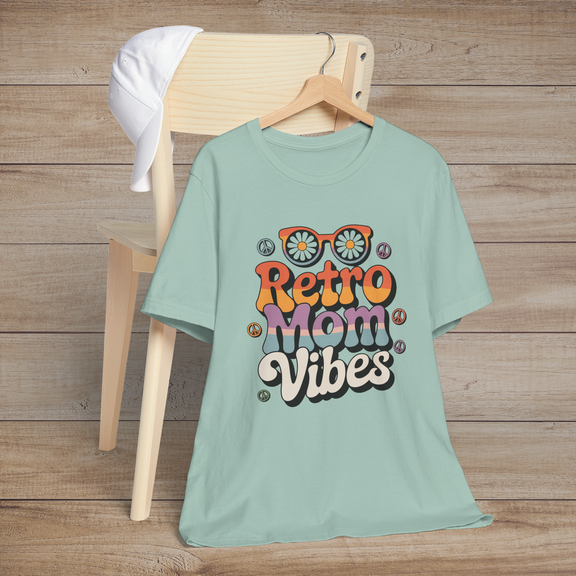 🌸 Retro Mom Vibes – A Groovy Tribute to Flower Power & Mama Magic! 🌼 Dusty Blue