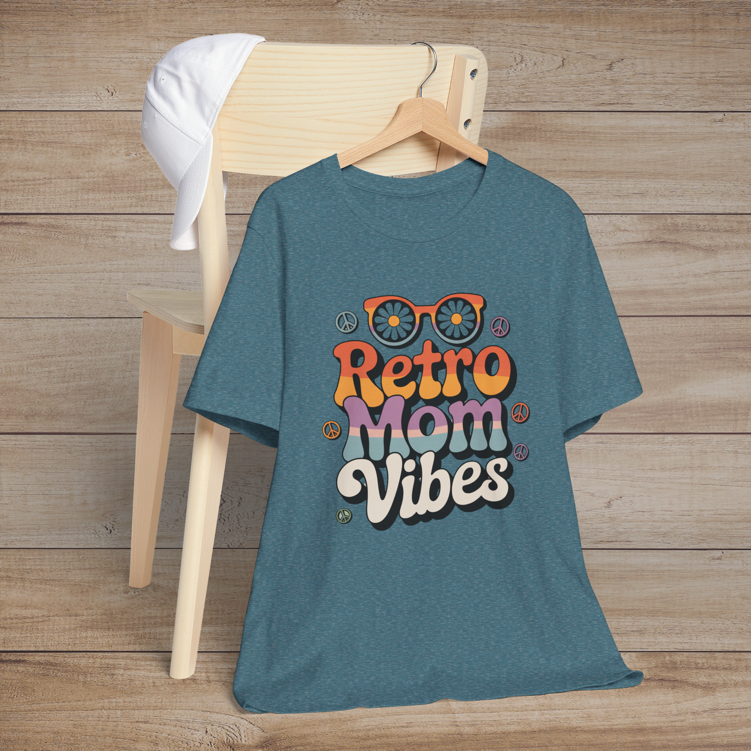 🌸 Retro Mom Vibes – A Groovy Tribute to Flower Power & Mama Magic! 🌼 Heather Deep Teal