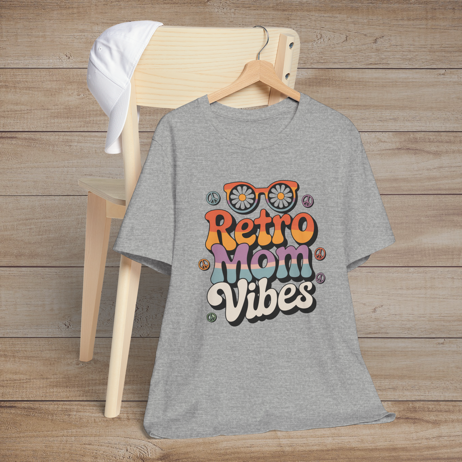 🌸 Retro Mom Vibes – A Groovy Tribute to Flower Power & Mama Magic! 🌼 Athletic Heather